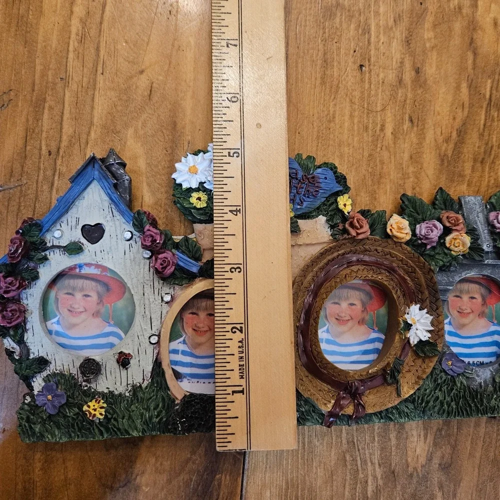 Please Feed the Birds Garden Photo Frame 4 Opening Birdhouse Floral Cottagecore